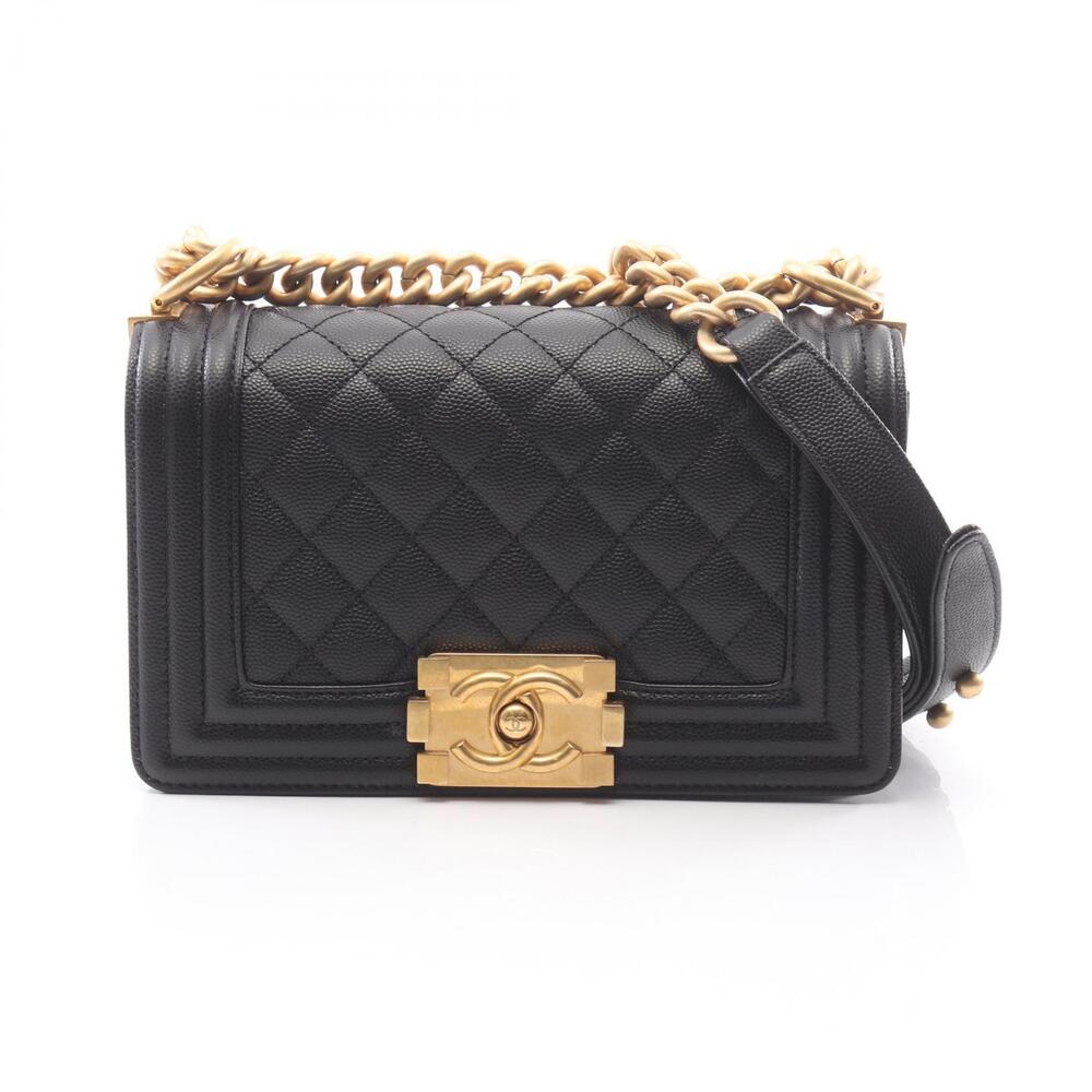 Chanel Boy Shoulder Bag Caviar Leather Grained Calfskin Black